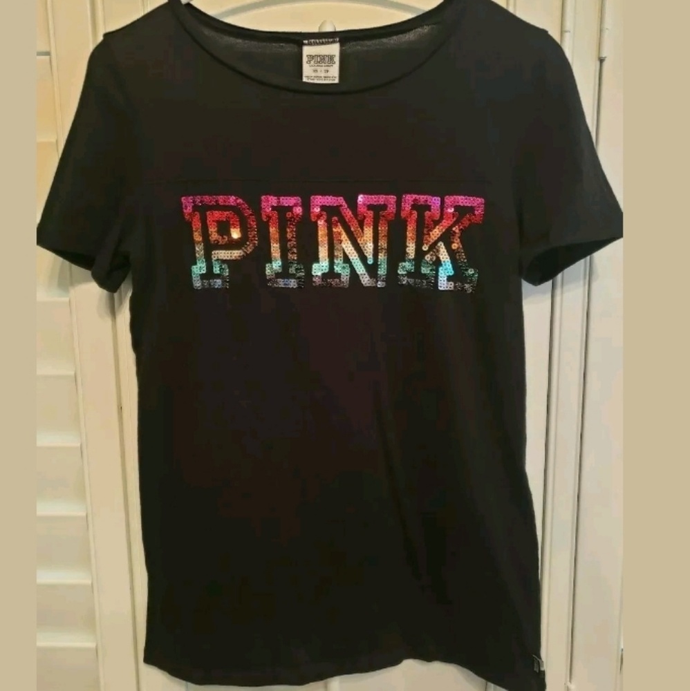 PINK Victoria's Secret Short Sleeve Sequin Tee